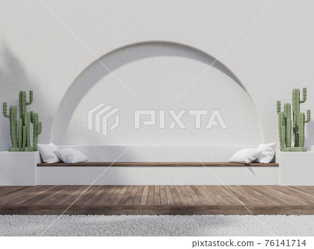 Minimal style terrace with arch shape wall 3d render 76141714