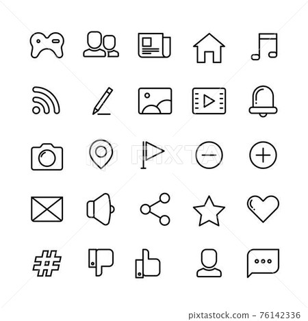 Web, social network, media and communication thin line icons 76142336