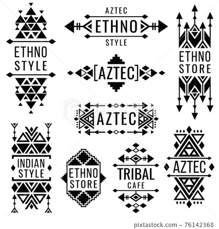 Tribal old mexican ornaments, indian nativity traditional logo 76142368