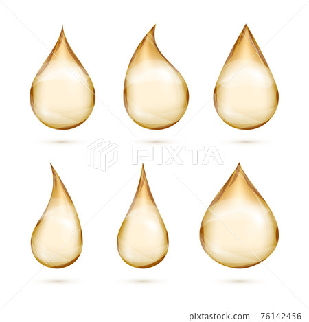 Realistic oil drops set isolated white background Realistic oil drops set isolated white background 76142456