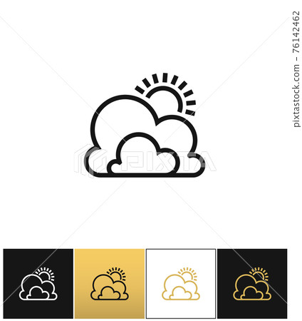 Weather symbol or sun and clouds outline icon Weather symbol or sun and clouds outline icon 76142462