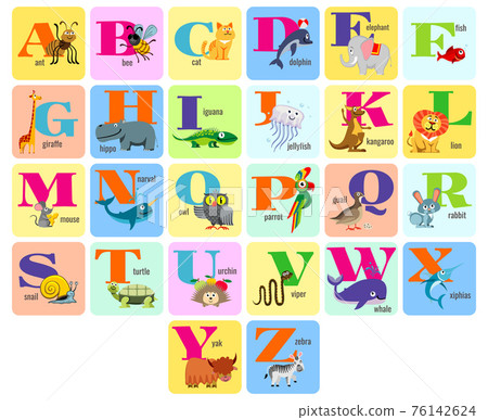 Kids full alphabeth with cartoon animals illustration Kids full alphabeth with cartoon animals illustration 76142624