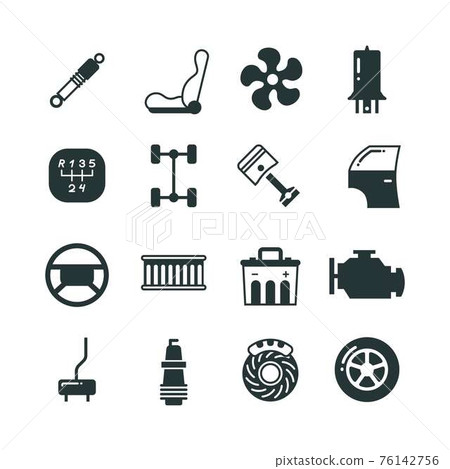 Car parts, mechanic icons set Car parts, mechanic icons set 76142756