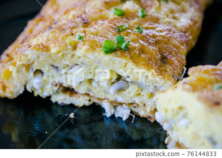 Closeup of Omelet with red ant eggs 76144833