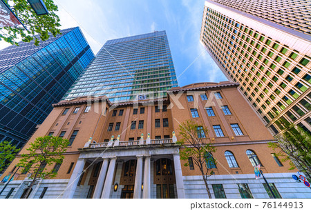 View of Tokyo cityscape in Japan, such as the Japan Industrial Club Hall in front of Tokyo Station 76144913