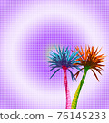 Abstract bright multicolored palms on a purple background. 76145233