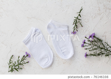 Pair of women socks on white background. Pair of women socks on white background. 76146108