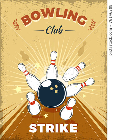 Bowling Club Retro Style Design 76146289