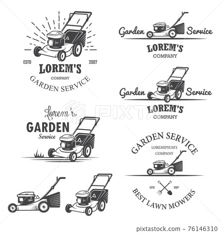 Set of vintage garden service emblems. 76146310