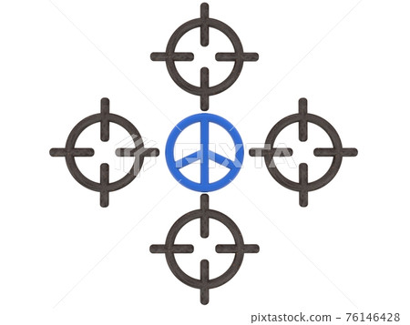 Blue peace symbol between optical sights symbols 76146428