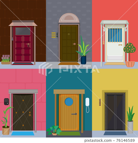 Flat Elegant Colorful Doors Set 76146589