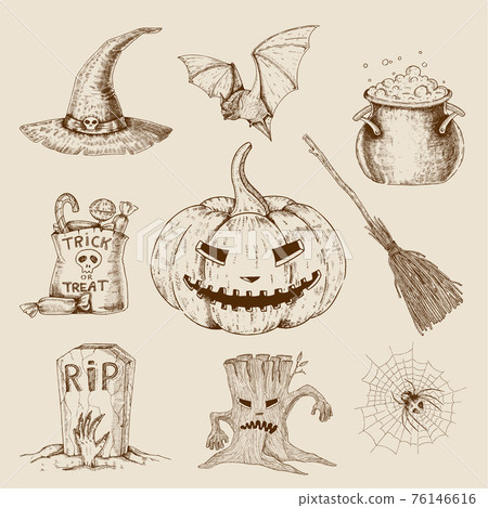 Halloween Hand Drawn Set 76146616