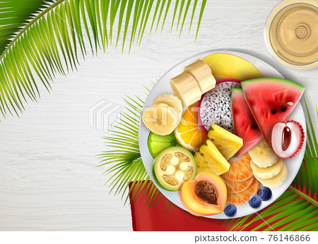 Tropical Fruits Plate Realistic Tropical Fruits Plate Realistic 76146866