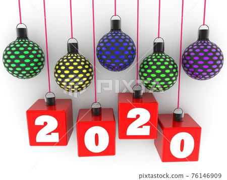 Concept of 2020 with abstract Christmas balls on a white background 76146909