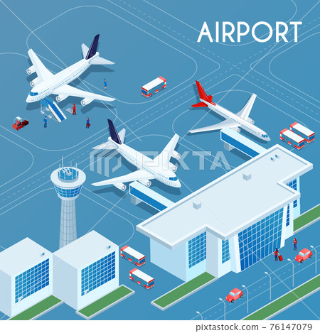 Airport Outdoor Isometric Illustration Airport Outdoor Isometric Illustration 76147079
