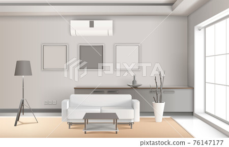 Realistic Lounge Interior In Light Tones Realistic Lounge Interior In Light Tones 76147177