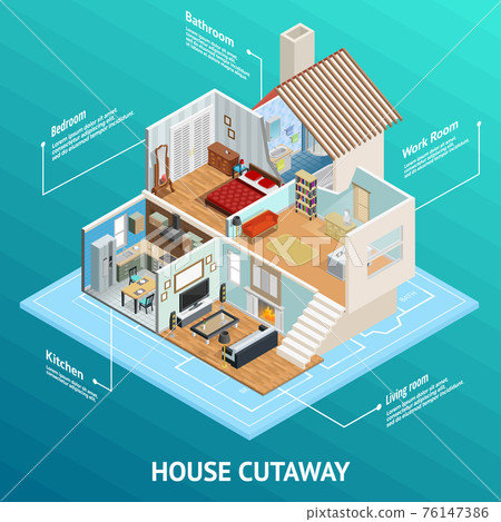 Isometric House Profile Concept 76147386