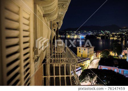 night view sea at night on Italian Riviera of Portofino balcony beautiful travel background with night view sea at night on Italian Riviera of Portofino balcony beautiful travel background with 76147459