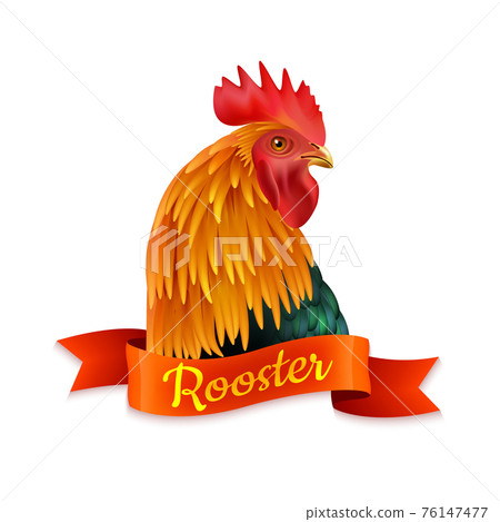 Red Rooster Head Profile Colorful Image Red Rooster Head Profile Colorful Image 76147477