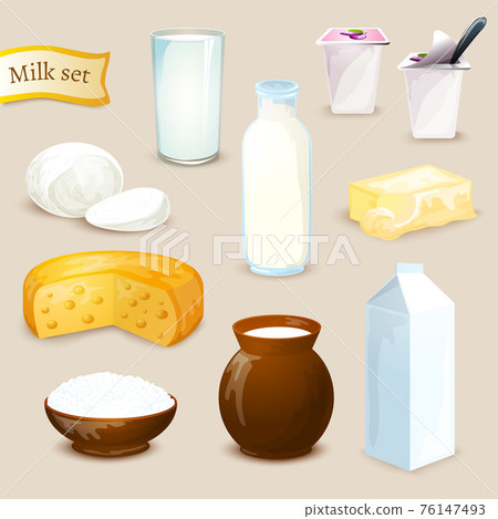 Milk Products Set Milk Products Set 76147493