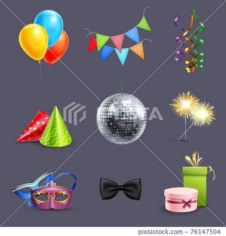 Realistic Celebration Icons Realistic Celebration Icons 76147504