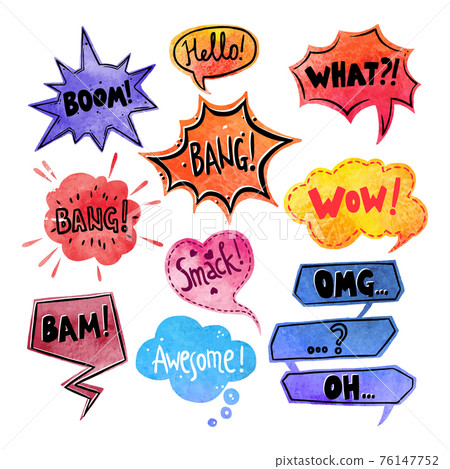 Watercolor Comics Bubble Set Watercolor Comics Bubble Set 76147752