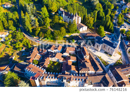 Aerial view of castle Chateau L'Eveque. Dordogne region 76148216