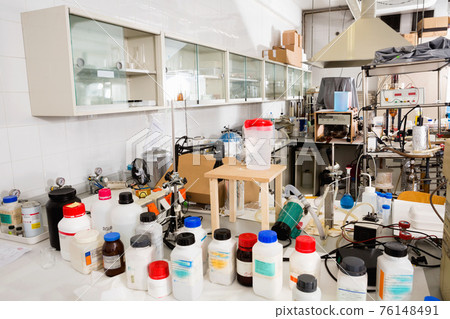 Interior of chemical laboratory equipped with different tools Interior of chemical laboratory equipped with different tools 76148491