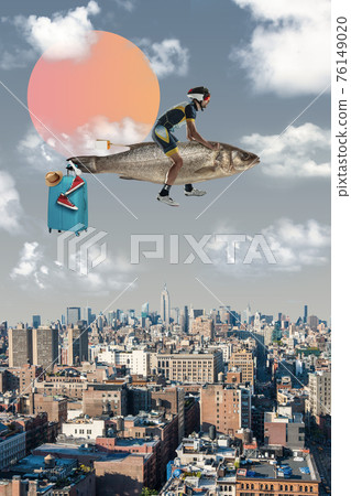 Modern design, contemporary art collage. Inspiration, idea, trendy urban style. 76149020