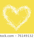 White heart on a yellow background, illustration 76149132
