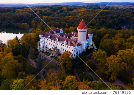 Top view of medieval castle Konopiste Castle. Czech Republic 76149156