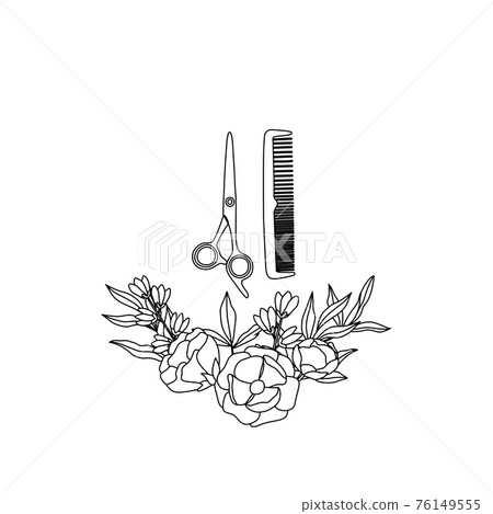 combing hair clipart black and white flower