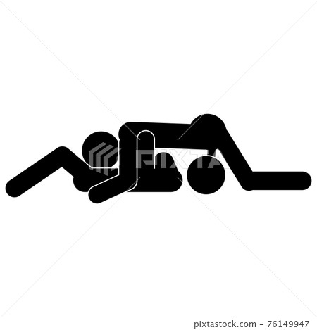 Cartoon Sex Poses. Concept Of Passion Erotic. Kamasutra, sketchy poses for making love. Yin and Yang, man and woman love each other. 76149947