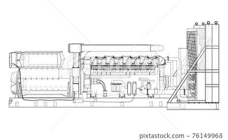 Large industrial diesel generator. Vector Large industrial diesel generator. Vector 76149968