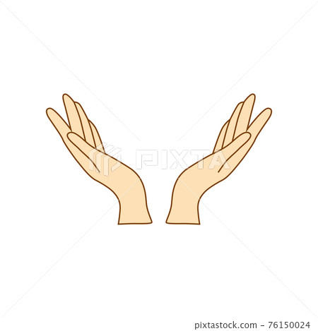 Female hands icon linear style, hands and fingers design. Hands open for grace 76150024