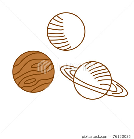 Planets linear icons isolated universe concept, trending beige, brown color. 76150025