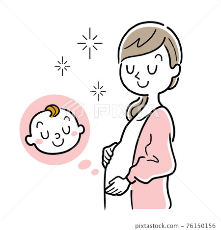 Vector Illustration Material: Young pregnant woman who can't wait to give birth Vector Illustration Material: Young pregnant woman who can't wait to give birth 76150156