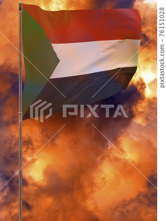 sudan flag on pole with sky background sudan flag on pole with sky background 76151028