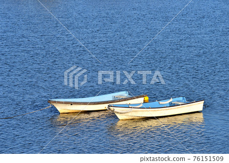 Two boats floating on the Edo River 76151509