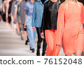 Fashion Show, Catwalk Runway Event, Fashion Week themed photograph. Models walking fashion show finale. 76152048