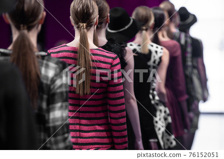 Fashion Show, Catwalk Runway Event, Fashion Week themed photograph. Models walking fashion show finale. Fashion Show, Catwalk Runway Event, Fashion Week themed photograph. Models walking fashion show finale. 76152051