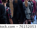 Fashion Show, Catwalk Runway Event, Fashion Week themed photograph. Models walking fashion show finale. 76152053