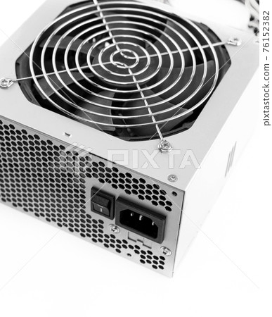 computer power supply cooling fan on a white background computer power supply cooling fan on a white background 76152382