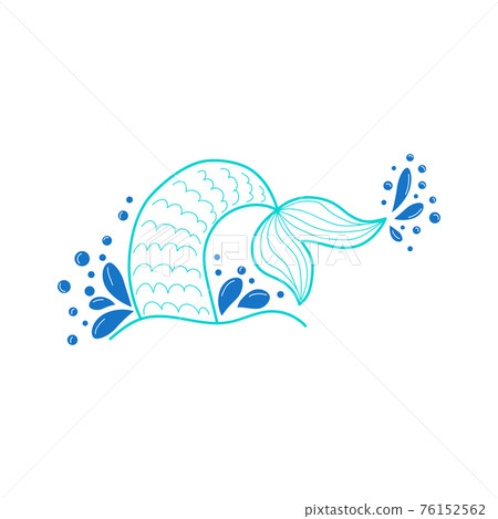 Hand drawn silhouette of mermaid's tail. illustration isolated on white background. Graphic tattoo. Hand drawn silhouette of mermaid's tail. illustration isolated on white background. Graphic tattoo. 76152562