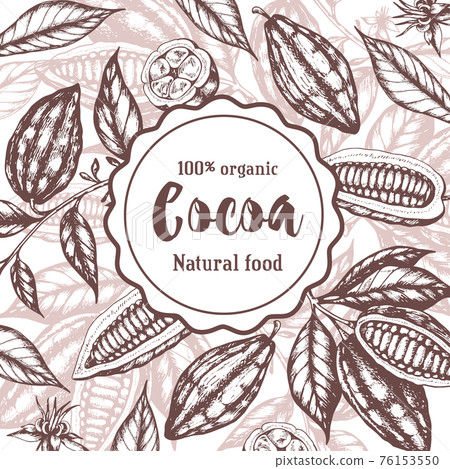 Vintage hand drawn frame with cocoa beans 76153550