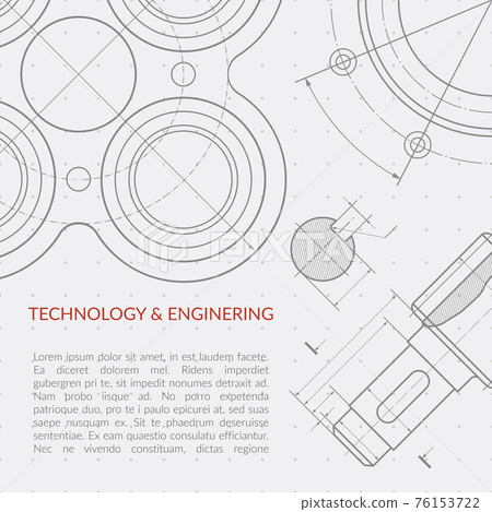 Engineering concept with part of machinery technical drawing 76153722