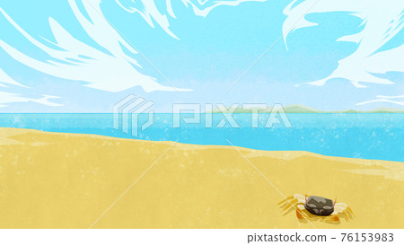 Landscape illustration of a sandy beach with seaside crabs Landscape illustration of a sandy beach with seaside crabs 76153983