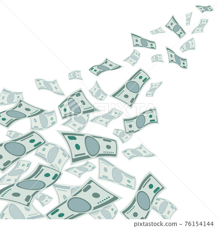 Money flow, falling dollars currency isolated on white illustration Money flow, falling dollars currency isolated on white illustration 76154144