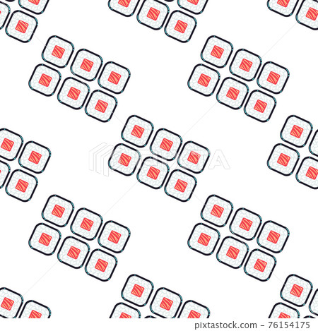 Sushi sets seamless pattern white Sushi sets seamless pattern white 76154175