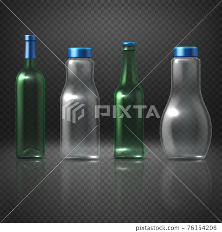 Empty glass bottles for alcoholic and nonalcoholic beverages, beer, wine, vodka, juice Empty glass bottles for alcoholic and nonalcoholic beverages, beer, wine, vodka, juice 76154208